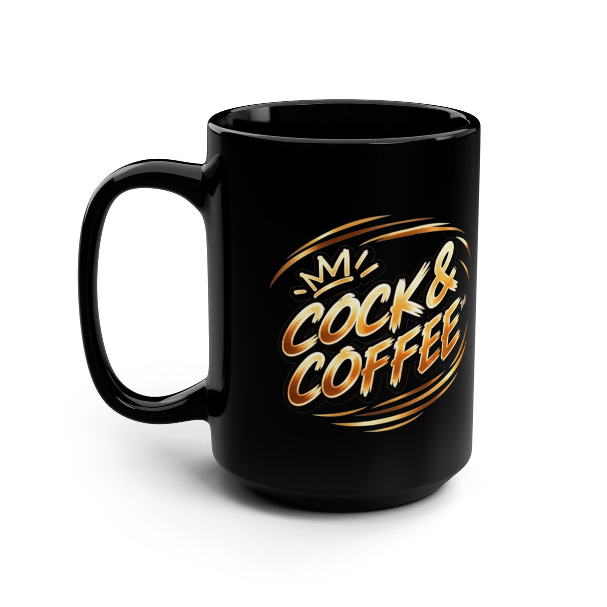 Cock & Coffee Black 15oz Mug — Funny Retro Typography Coffee Cup