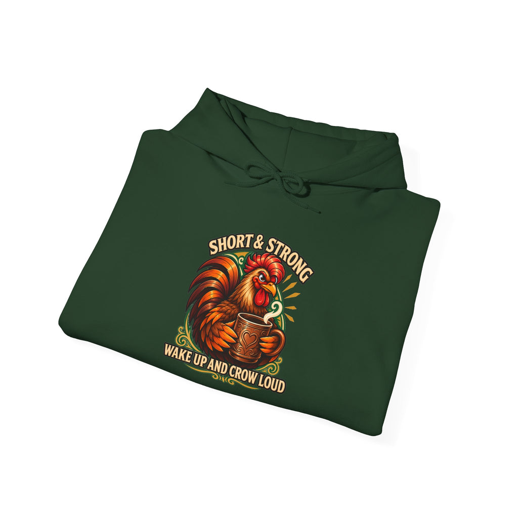 Rooster Strong Hoodie – Vintage Farm Rooster Coffee Design Short and Strong