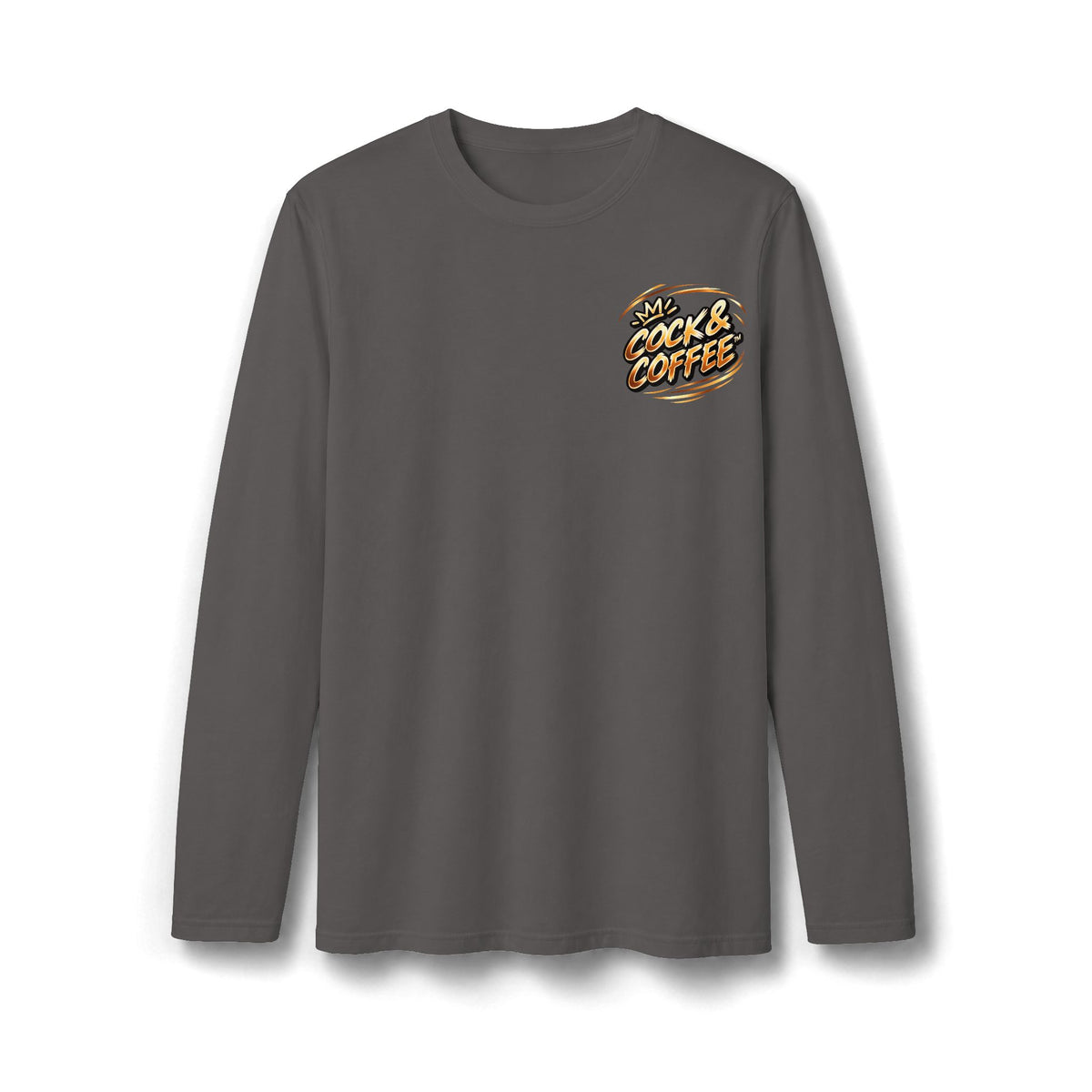 Coffee Lover Long Sleeve T-Shirt — "Love Cock and Coffee" Chest Graphic