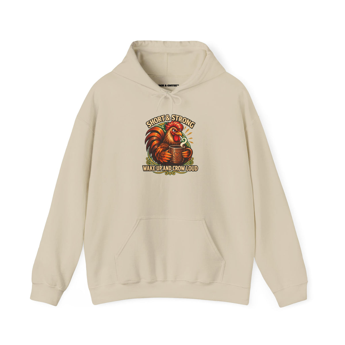 Rooster Strong Hoodie – Vintage Farm Rooster Coffee Design Short and Strong