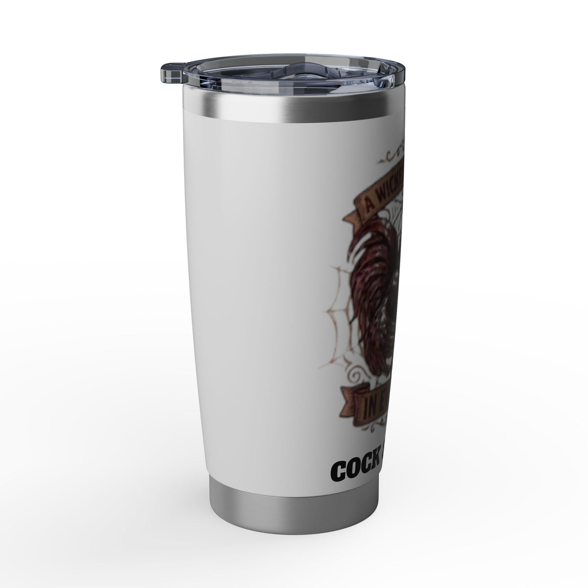 Rooster Coffee Tumbler — "A Wicked Temptation in Every Drip" 20oz Stainless Travel Mug