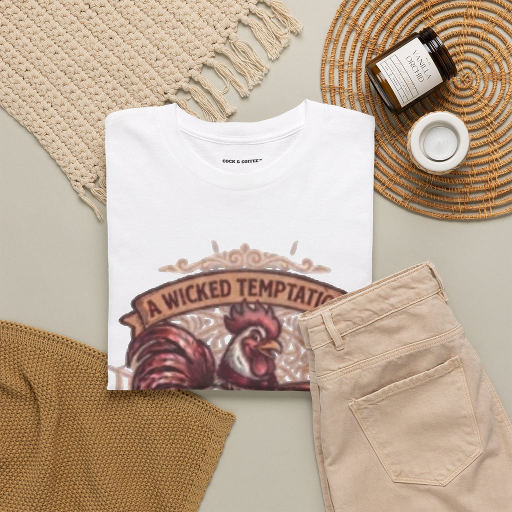 Rooster Coffee Tee — "A Wicked Temptation in Every Drip"