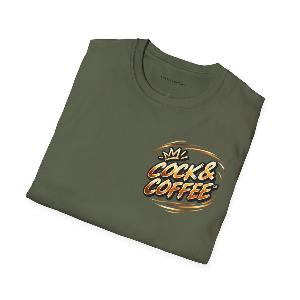 Cock & Coffee Graphic T-Shirt — Retro Coffee Lover Tee