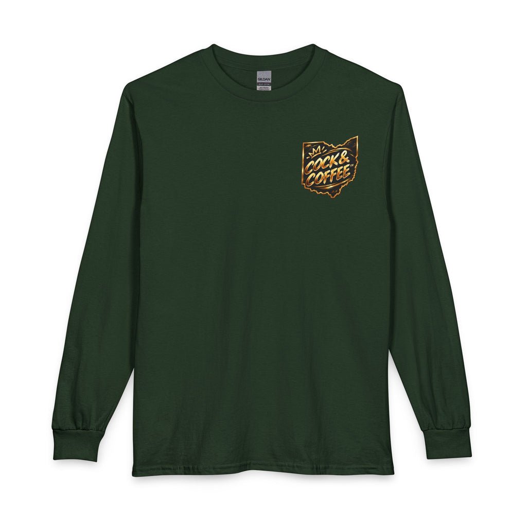 Rocks & Coffee Logo Long Sleeve Tee — Retro Coffee Lover Shirt