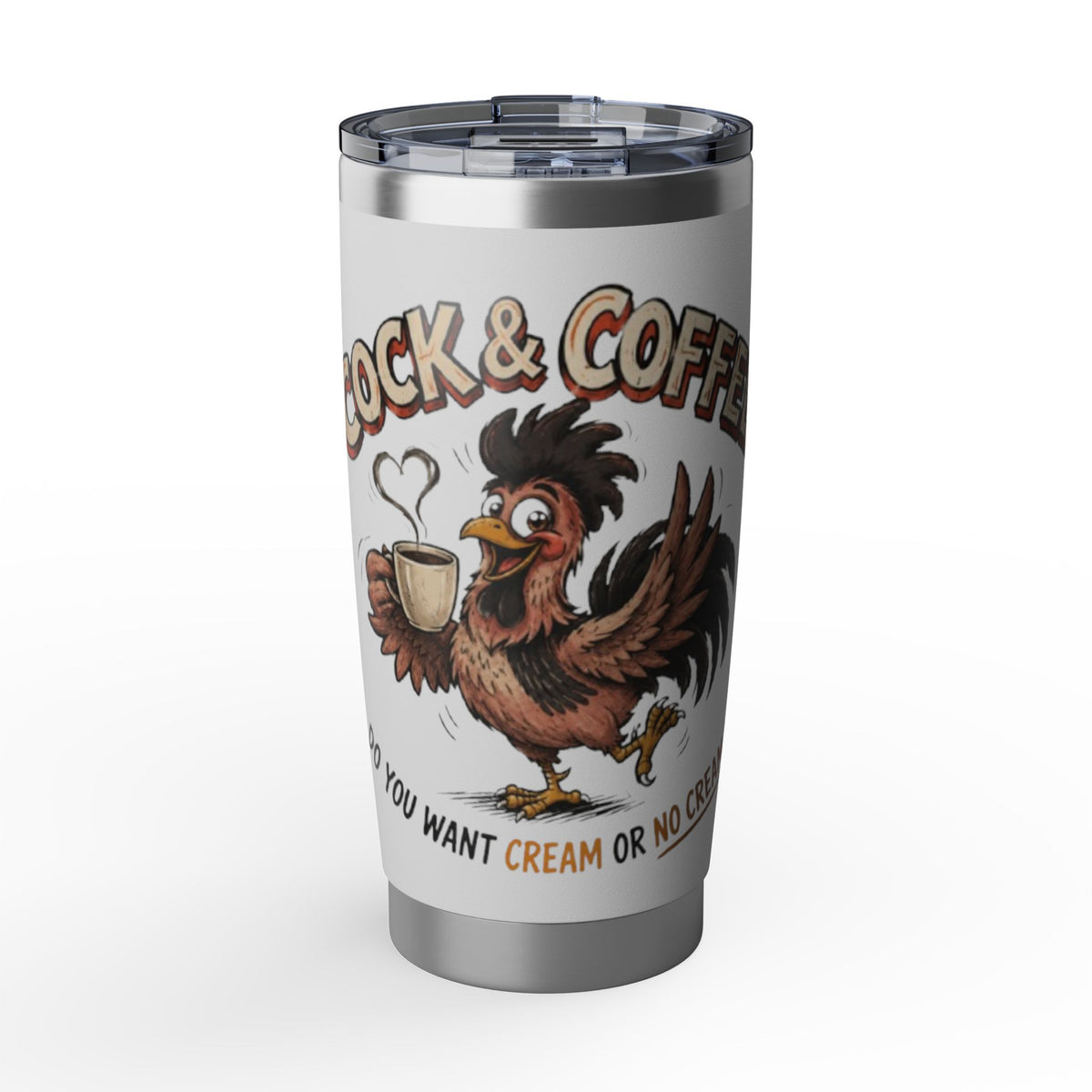 Rooster & Coffee 20oz Travel Tumbler — 'Cock & Coffee' Funny Morning Mug for Coffee Lovers