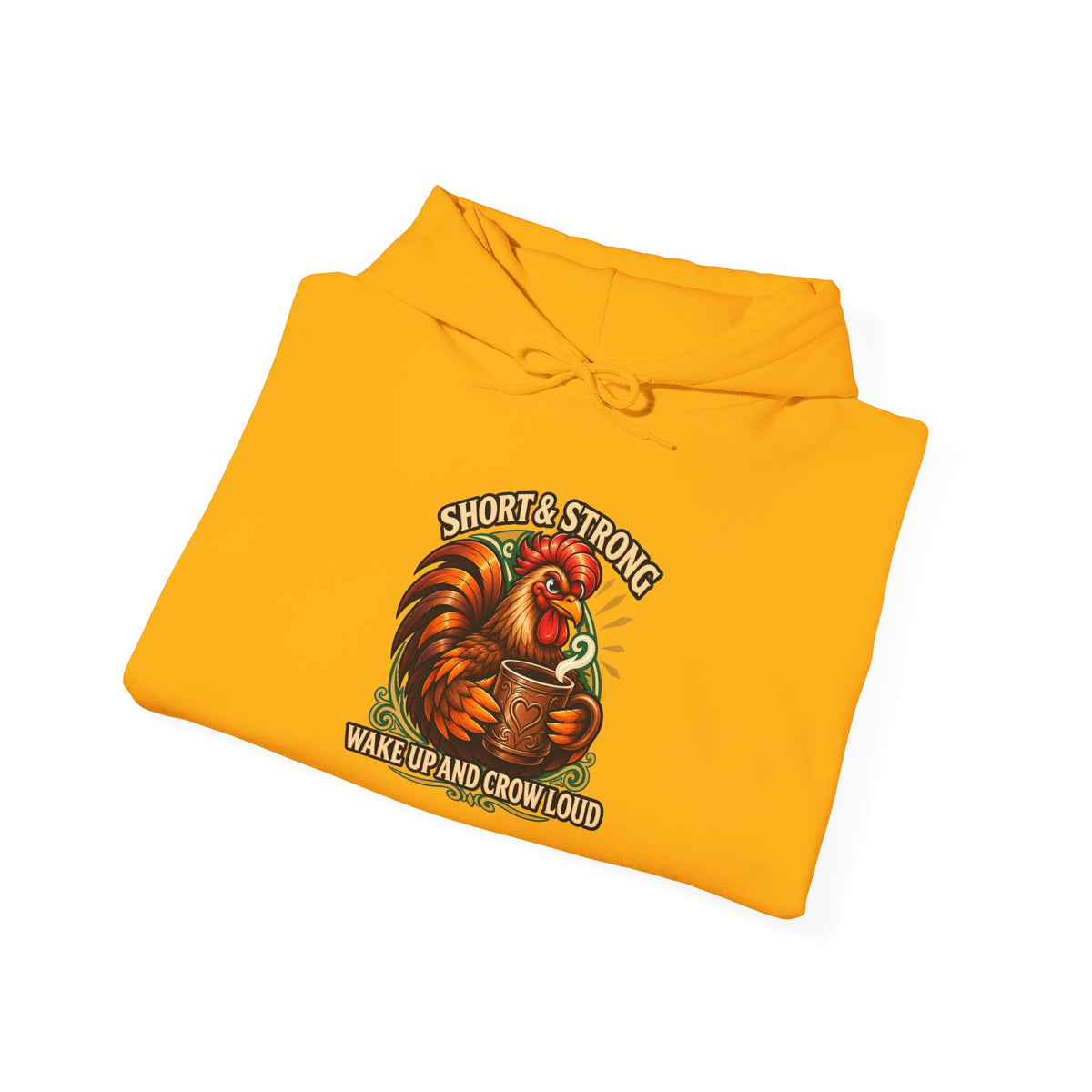 Rooster Strong Hoodie – Vintage Farm Rooster Coffee Design Short and Strong