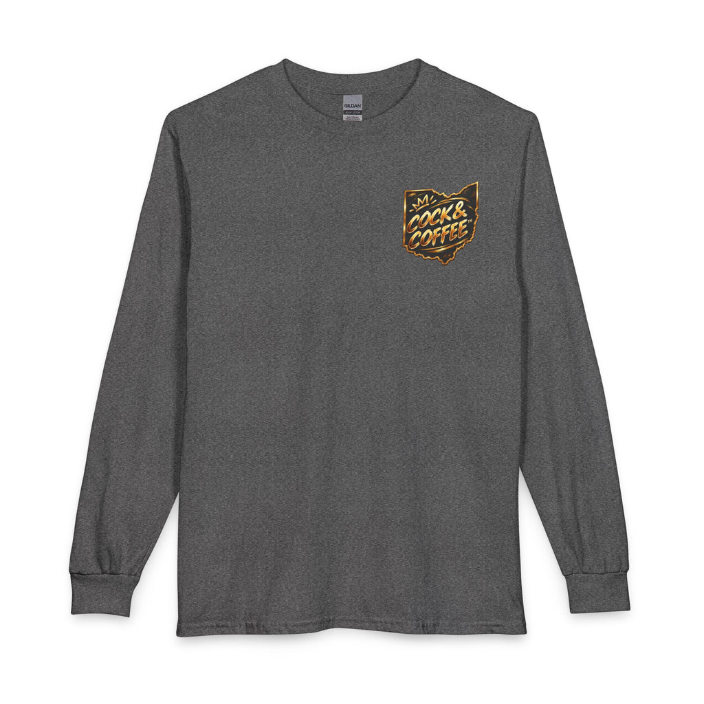 Rocks & Coffee Logo Long Sleeve Tee — Retro Coffee Lover Shirt