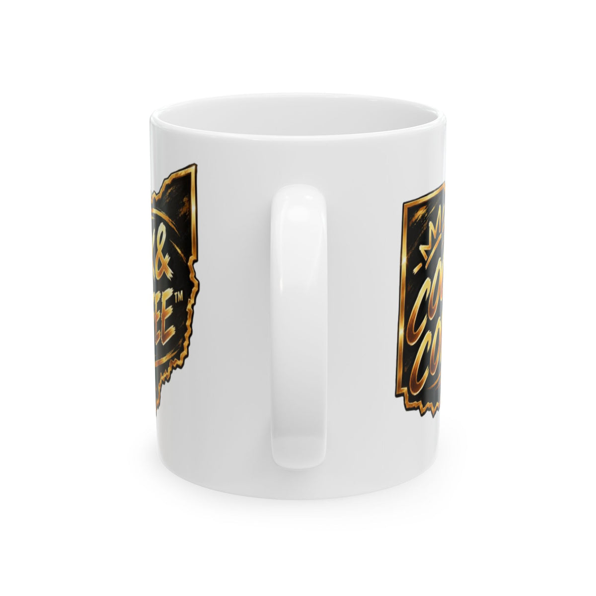 Ohio Home State Mug — Rustic Gold Script Ceramic Coffee Cup (11oz & 15oz)