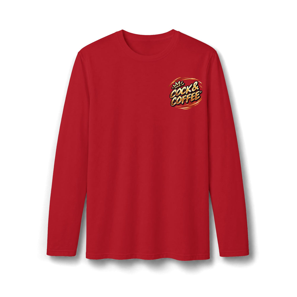 Coffee Lover Long Sleeve T-Shirt — "Love Cock and Coffee" Chest Graphic