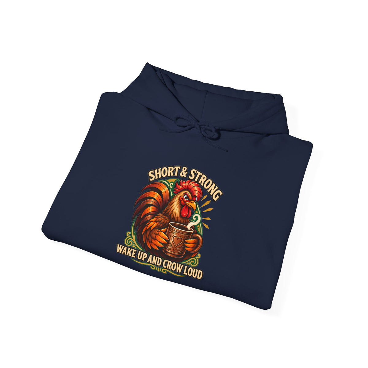 Rooster Strong Hoodie – Vintage Farm Rooster Coffee Design Short and Strong