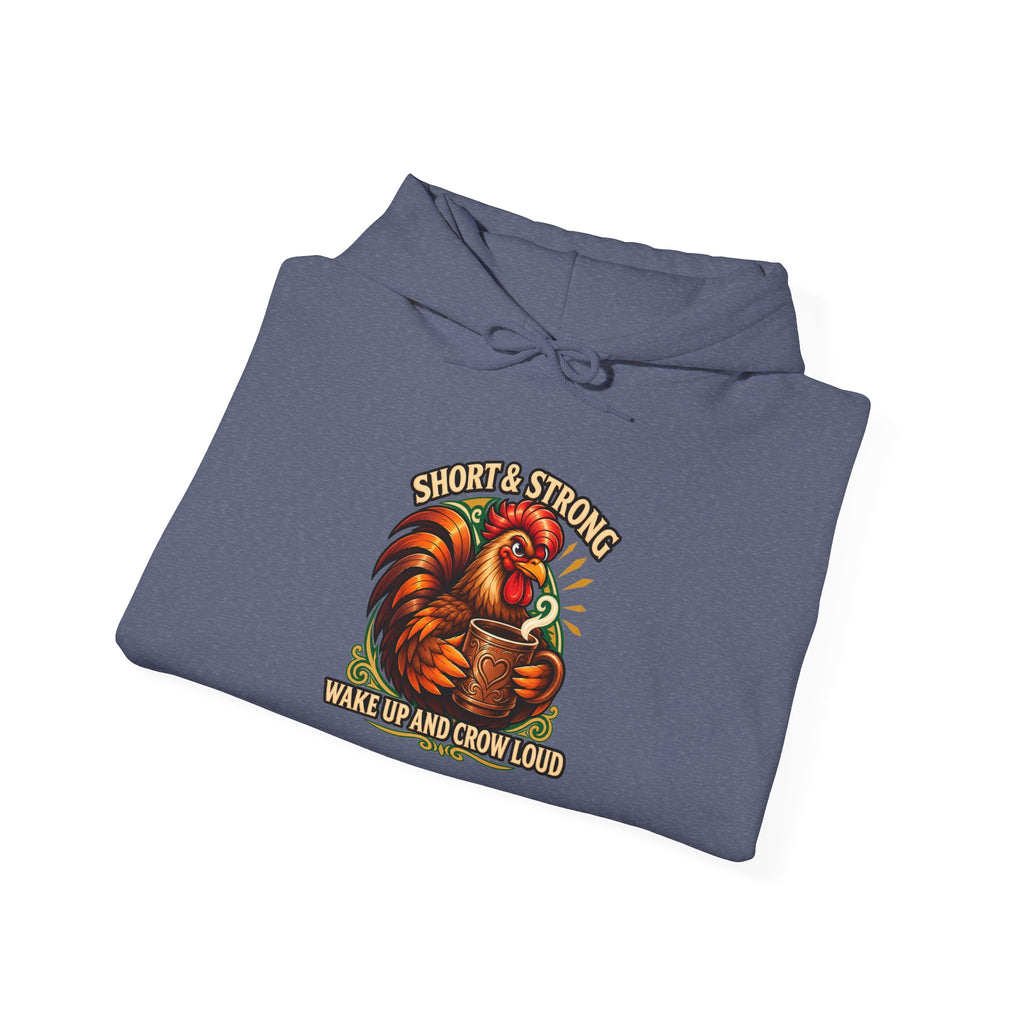 Rooster Strong Hoodie – Vintage Farm Rooster Coffee Design Short and Strong