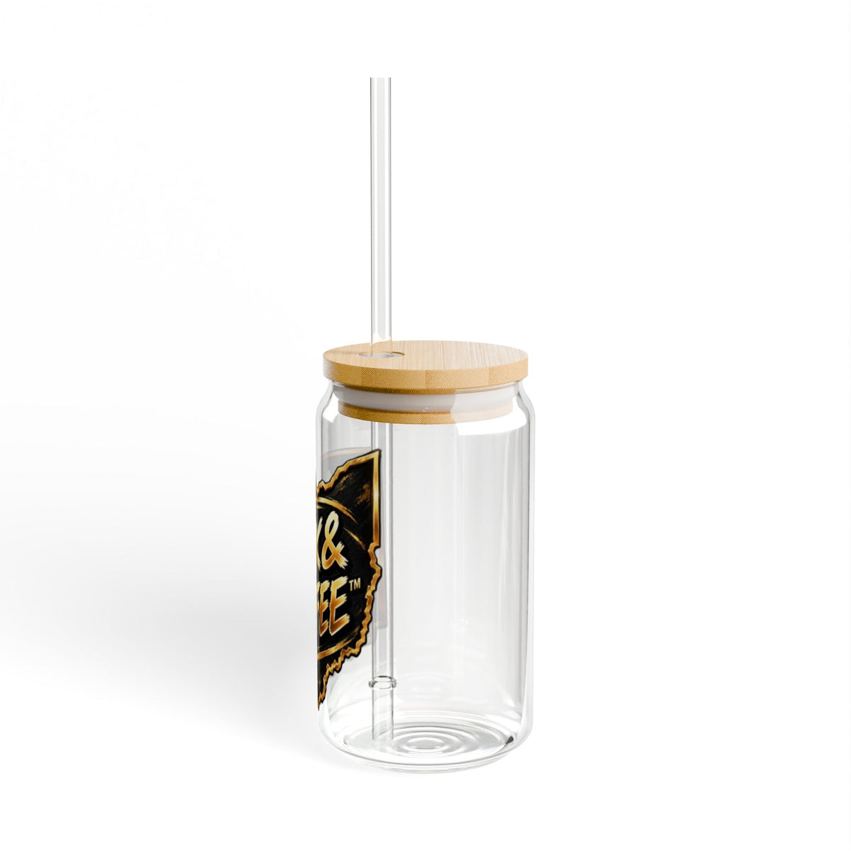 16oz Glass Sipper - "Cock & Coffee" Retro Logo