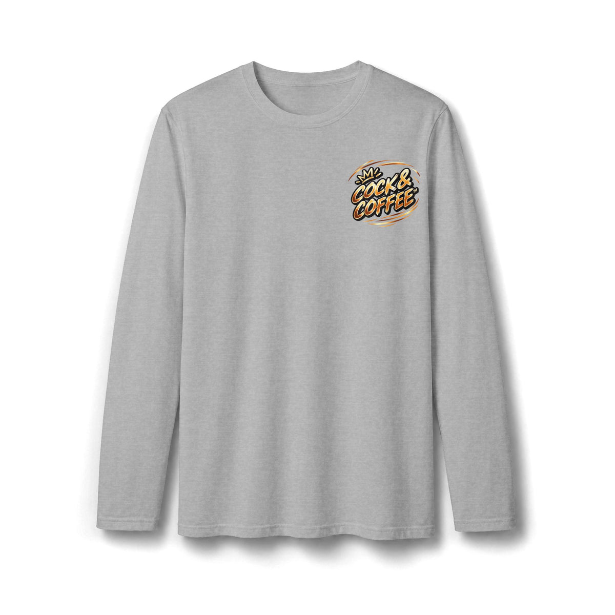 Coffee Lover Long Sleeve T-Shirt — "Love Cock and Coffee" Chest Graphic