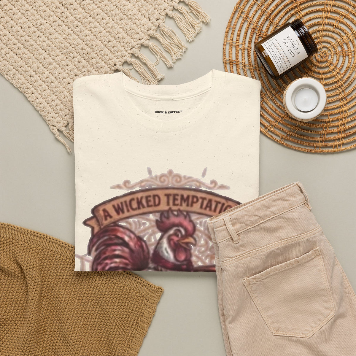 Rooster Coffee Tee — "A Wicked Temptation in Every Drip"