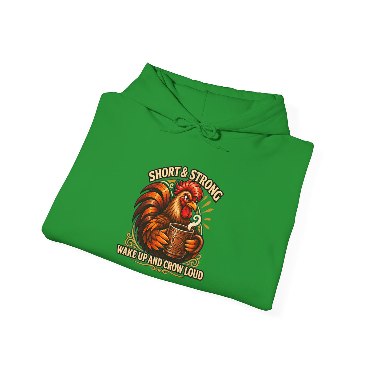 Rooster Strong Hoodie – Vintage Farm Rooster Coffee Design Short and Strong