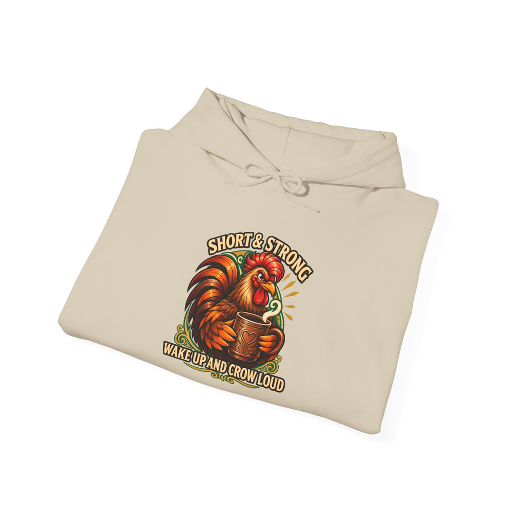 Rooster Strong Hoodie – Vintage Farm Rooster Coffee Design Short and Strong