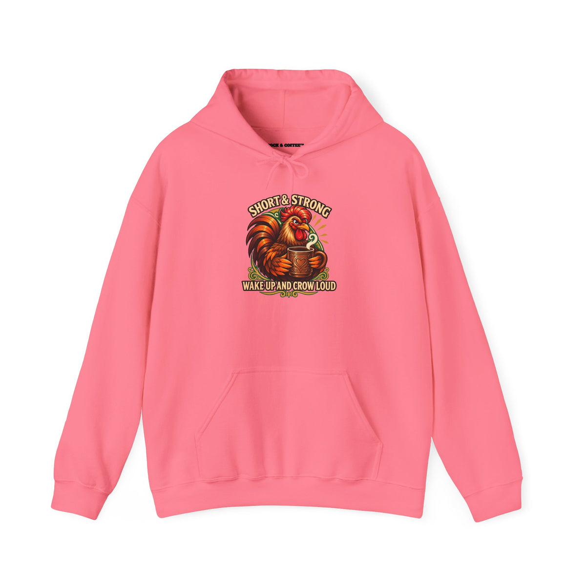 Rooster Strong Hoodie – Vintage Farm Rooster Coffee Design Short and Strong