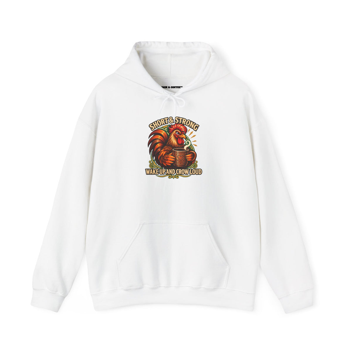 Rooster Strong Hoodie – Vintage Farm Rooster Coffee Design Short and Strong