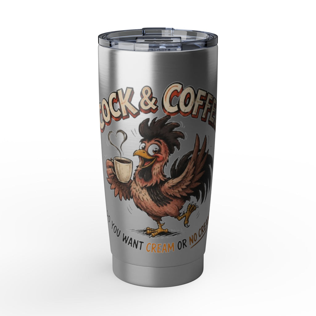 Rooster & Coffee 20oz Travel Tumbler — 'Cock & Coffee' Funny Morning Mug for Coffee Lovers