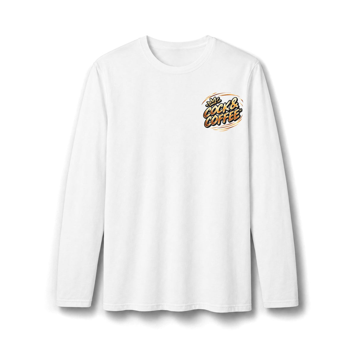 Coffee Lover Long Sleeve T-Shirt — "Love Cock and Coffee" Chest Graphic