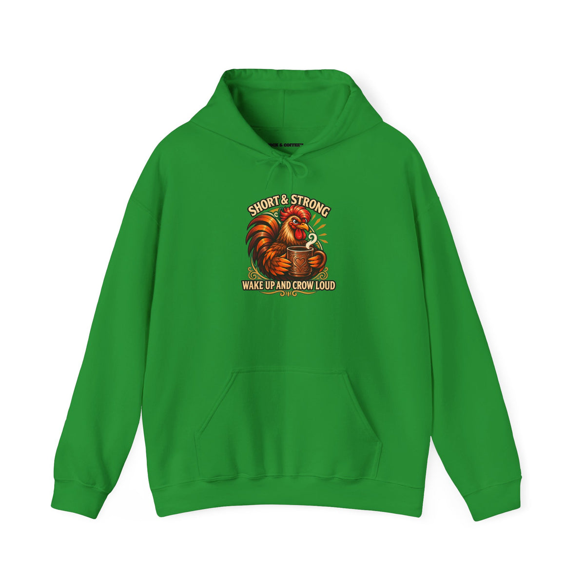 Rooster Strong Hoodie – Vintage Farm Rooster Coffee Design Short and Strong