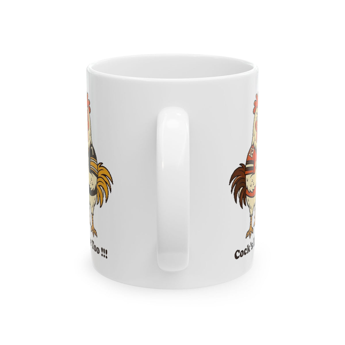 Ceramic Mug, (11oz,) COCKS LIKE COFFEE TOO