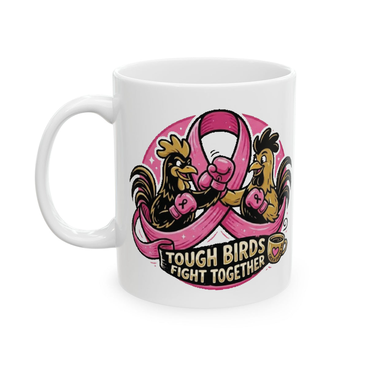 Rooster Coffee Mug - 'Nos Vamos a Echar' Retro Pink Cafe Ceramic Mug (11oz & 15oz)