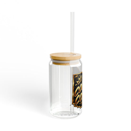 16oz Glass Sipper - "Cock & Coffee" Retro Logo