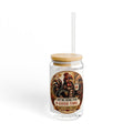 Rooster Retro Sipper Glass (16oz) – “We’re Here For A Good Time” Insulated Jar with Straw