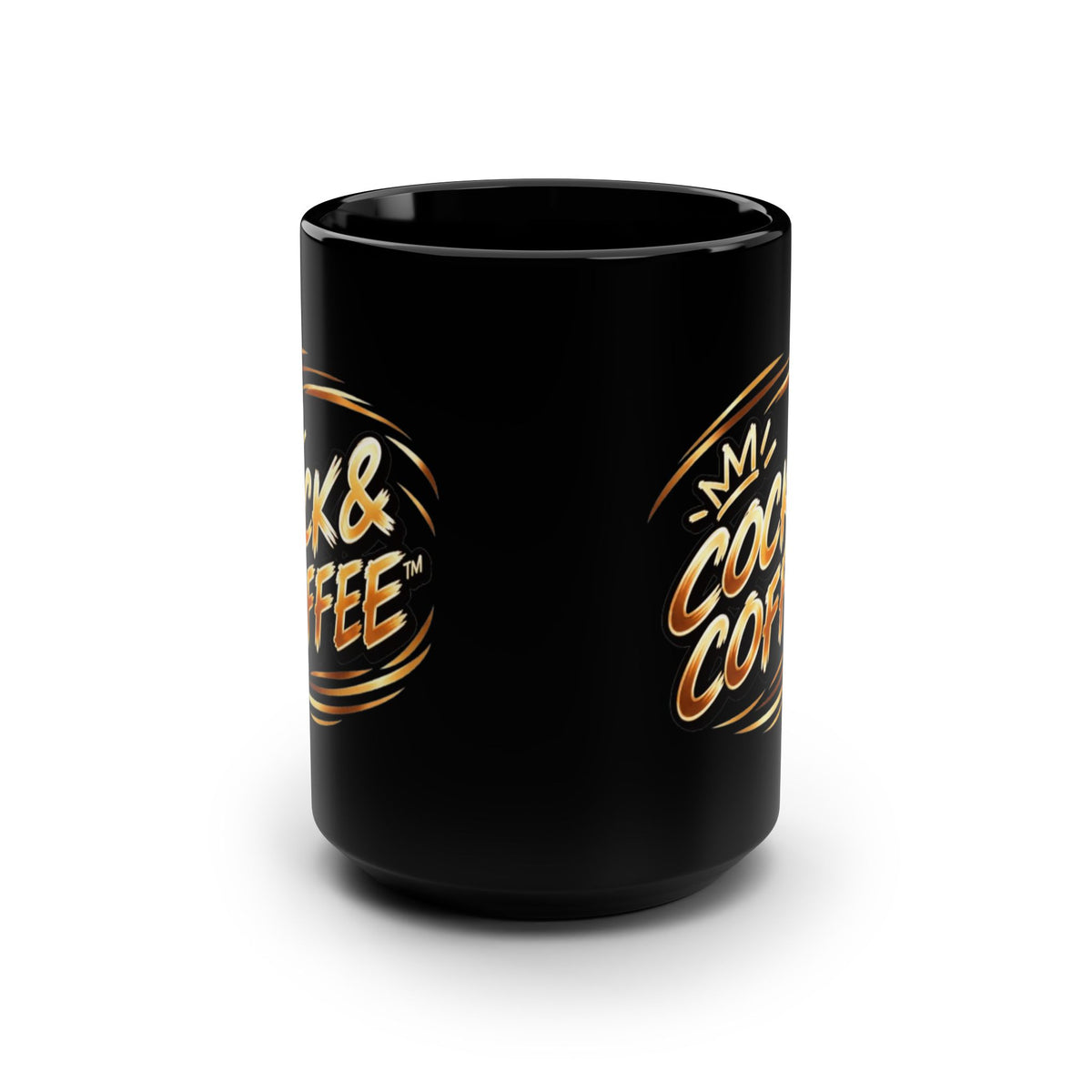 Cock & Coffee Black 15oz Mug — Funny Retro Typography Coffee Cup