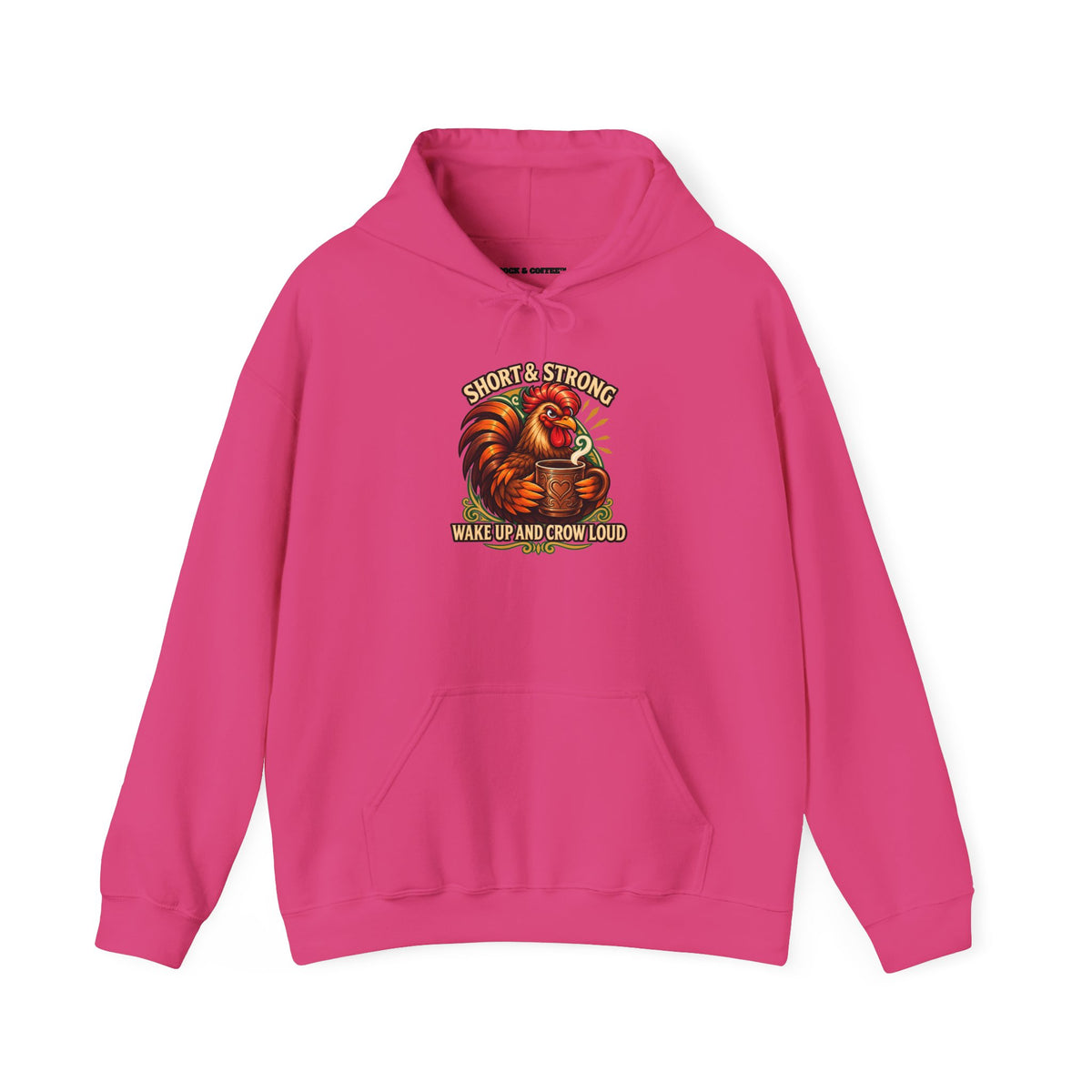 Rooster Strong Hoodie – Vintage Farm Rooster Coffee Design Short and Strong