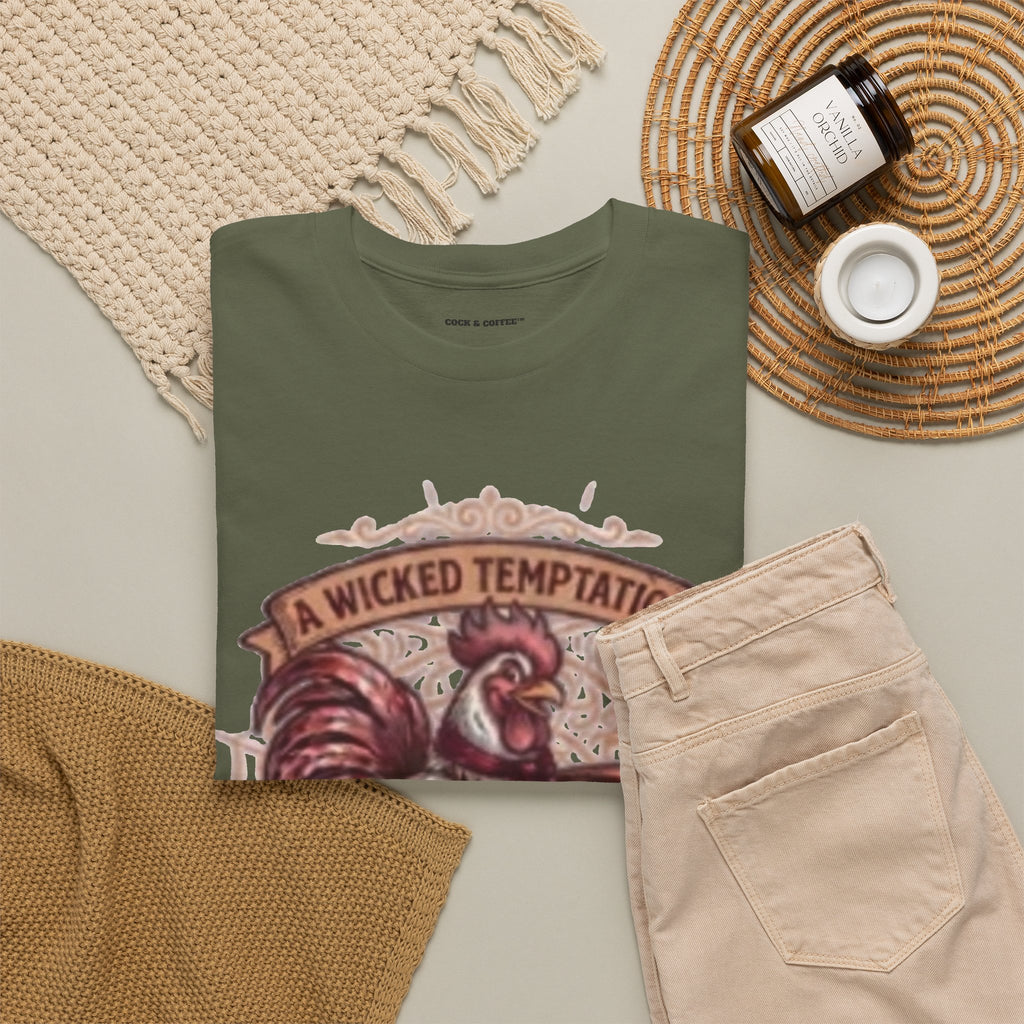 Rooster Coffee Tee — "A Wicked Temptation in Every Drip"