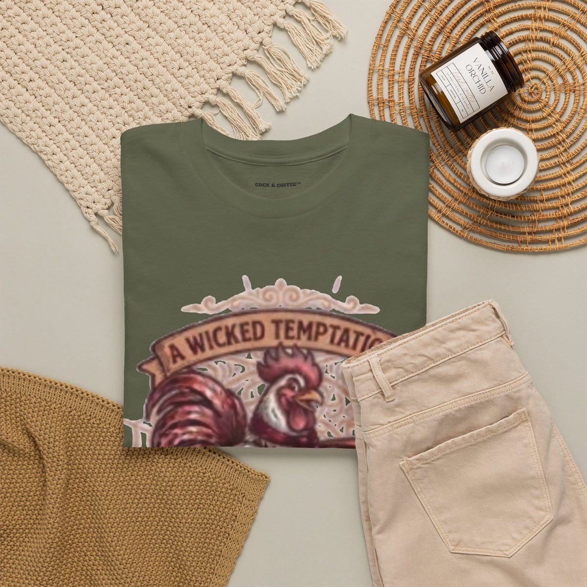 Rooster Coffee Tee — "A Wicked Temptation in Every Drip"