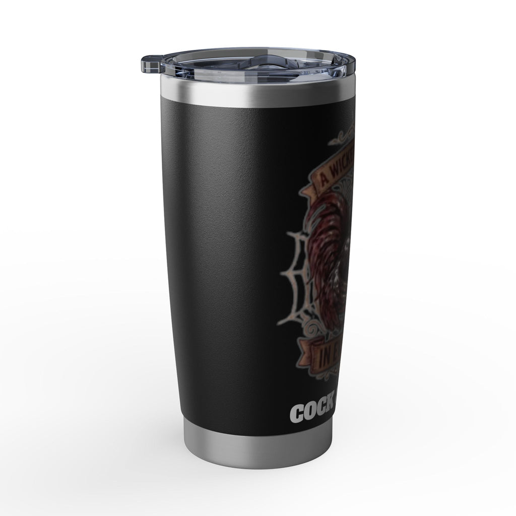 Rooster Coffee Tumbler — "A Wicked Temptation in Every Drip" 20oz Stainless Travel Mug