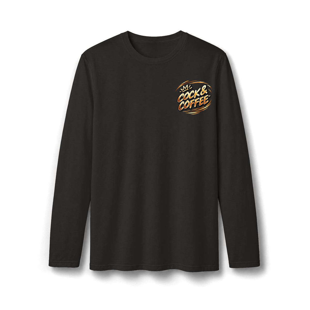 Coffee Lover Long Sleeve T-Shirt — "Love Cock and Coffee" Chest Graphic