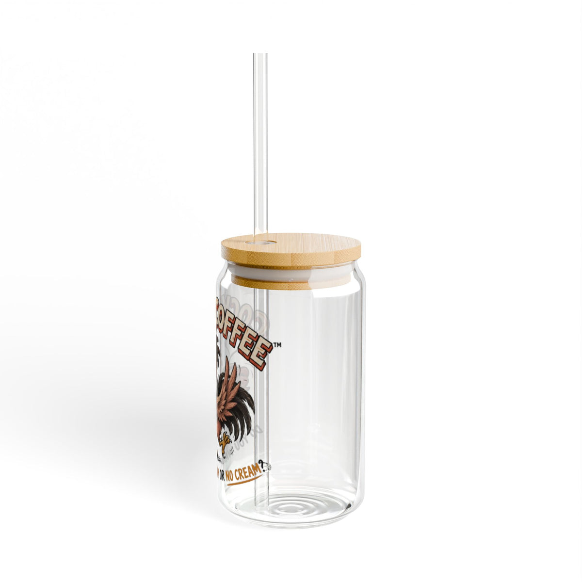 Sipper Glass — “Cock & Coffee” 16oz Novelty Drinking Jar