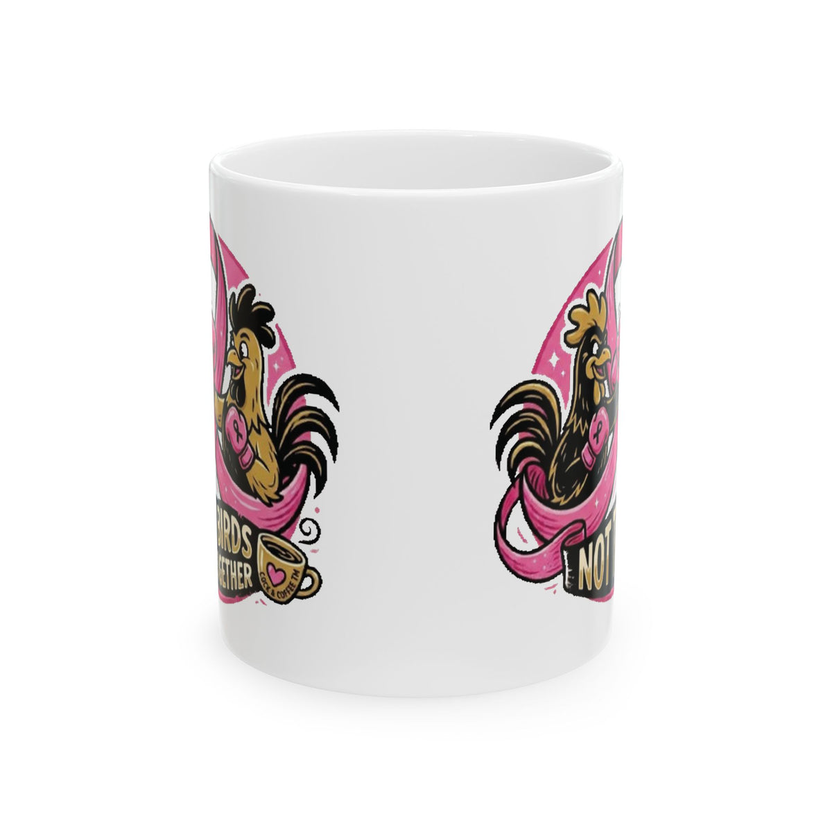 Rooster Coffee Mug - 'Nos Vamos a Echar' Retro Pink Cafe Ceramic Mug (11oz & 15oz)