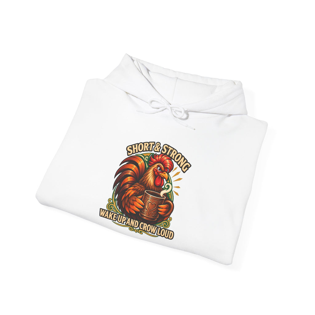 Rooster Strong Hoodie – Vintage Farm Rooster Coffee Design Short and Strong