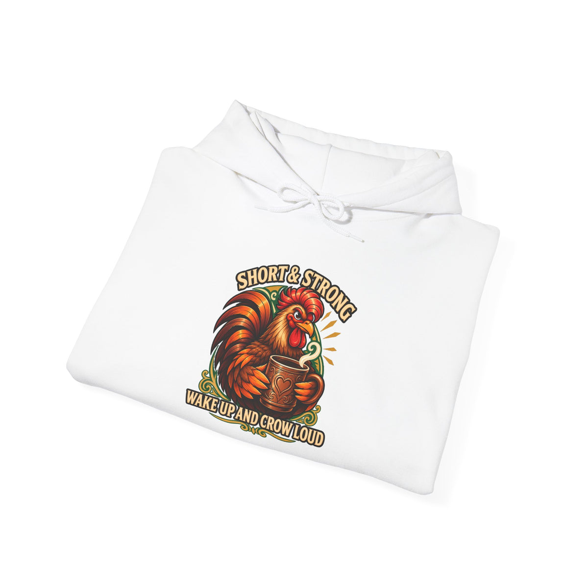 Rooster Strong Hoodie – Vintage Farm Rooster Coffee Design Short and Strong