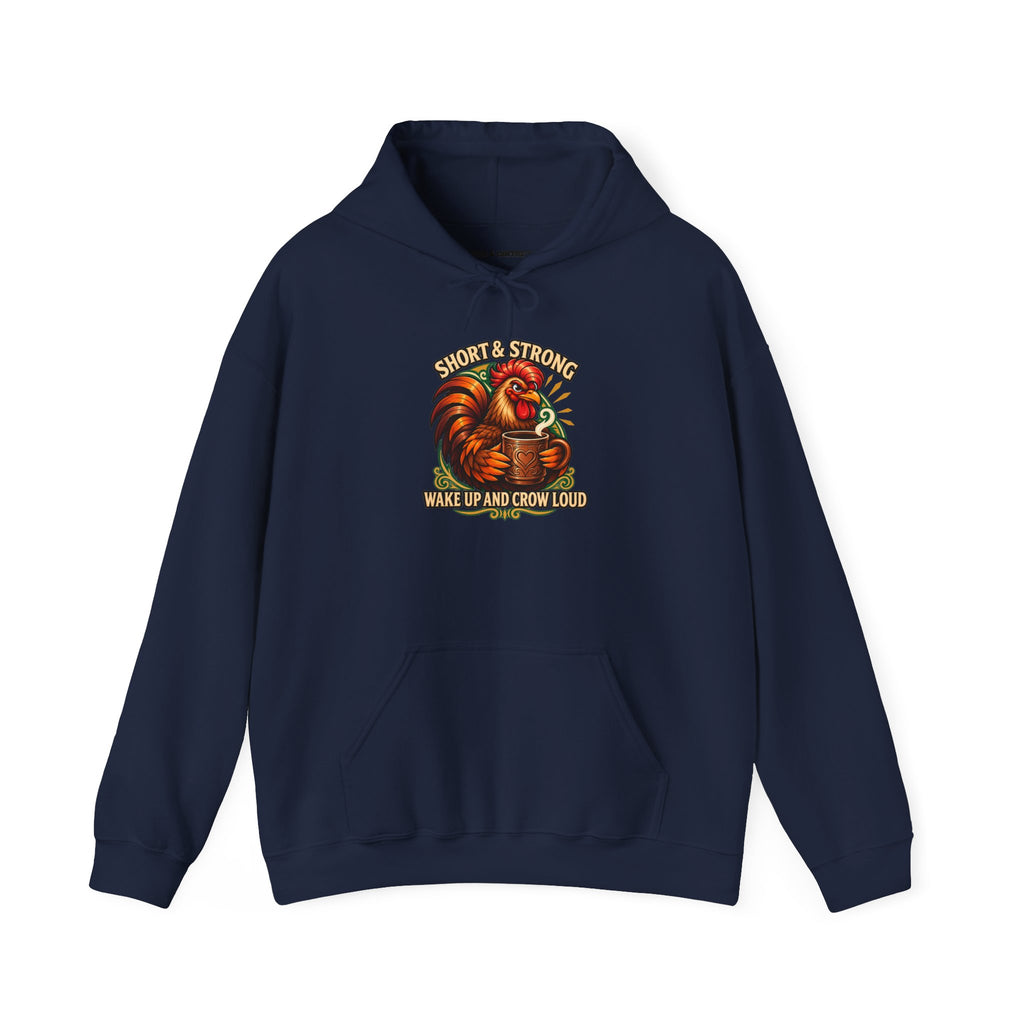 Rooster Strong Hoodie – Vintage Farm Rooster Coffee Design Short and Strong