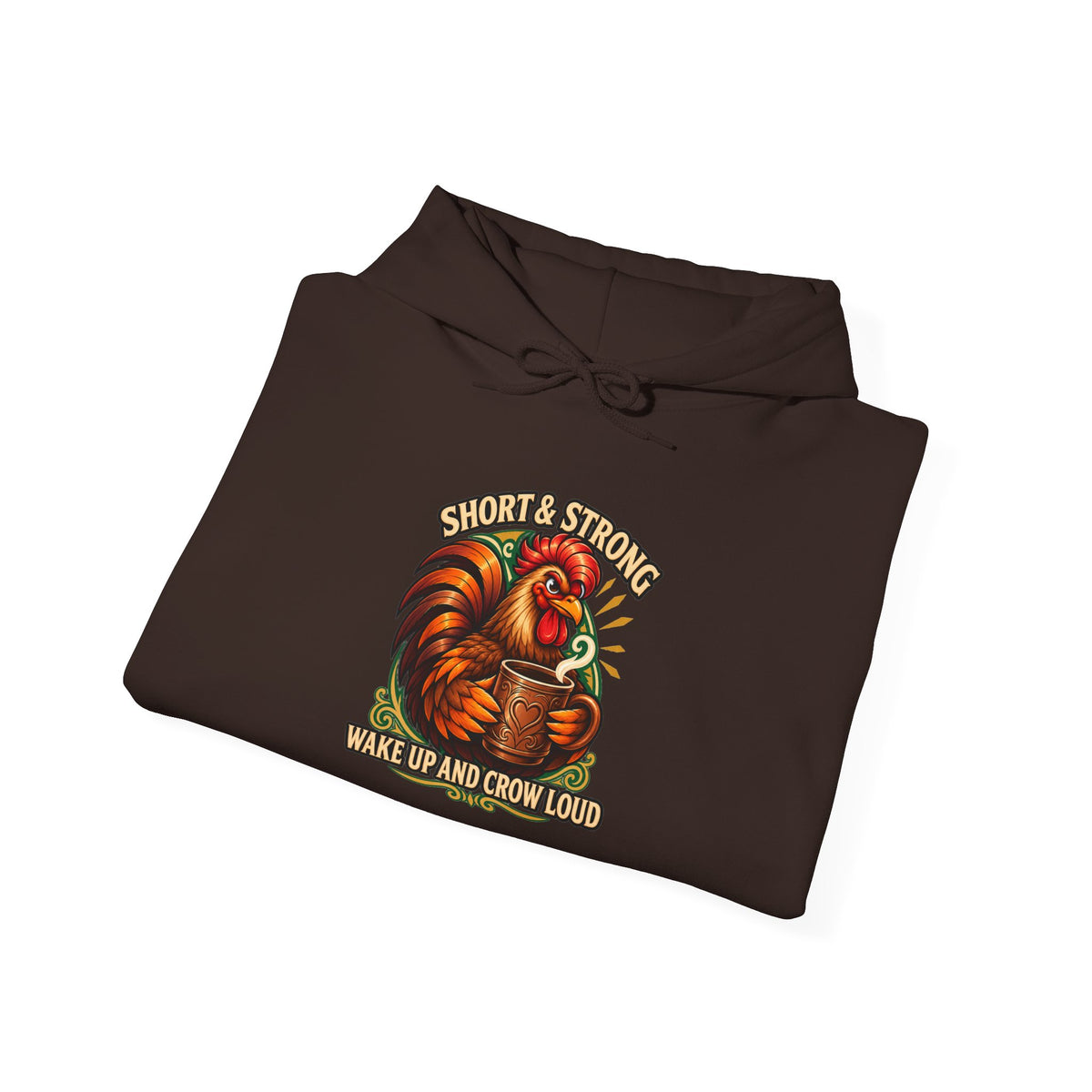 Rooster Strong Hoodie – Vintage Farm Rooster Coffee Design Short and Strong