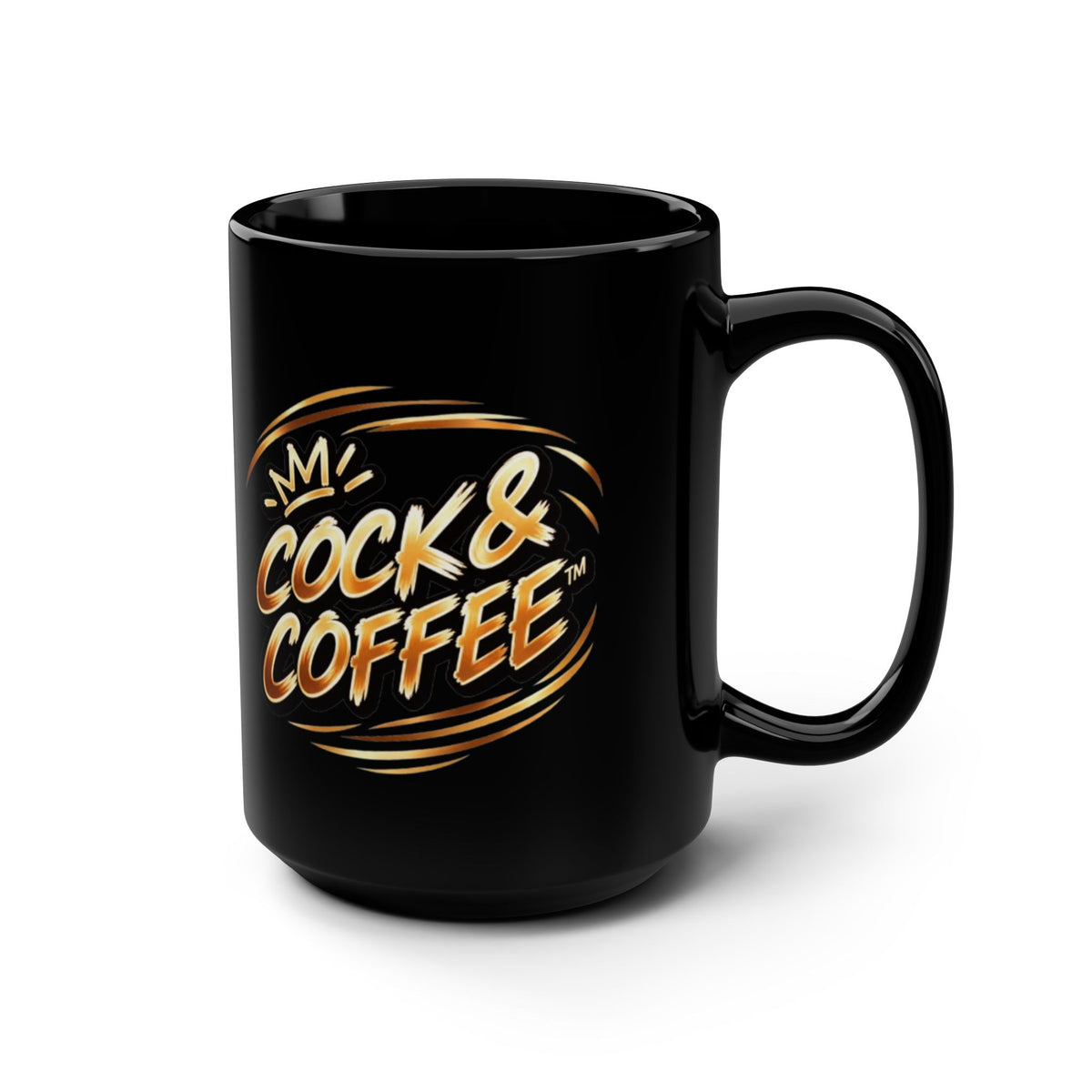 Cock & Coffee Black 15oz Mug — Funny Retro Typography Coffee Cup
