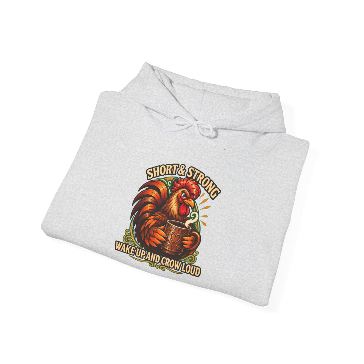 Rooster Strong Hoodie – Vintage Farm Rooster Coffee Design Short and Strong