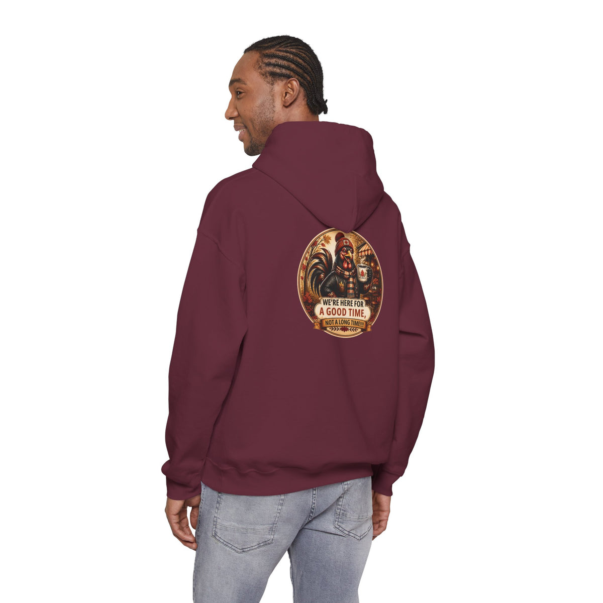 Retro Carnival Hoodie – “We’re Here for a Good Time” Vintage Fair Graphic