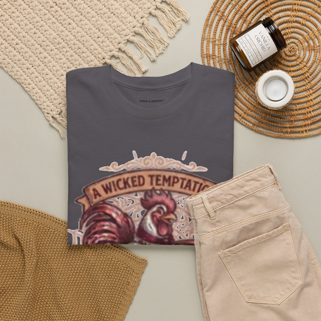 Rooster Coffee Tee — "A Wicked Temptation in Every Drip"