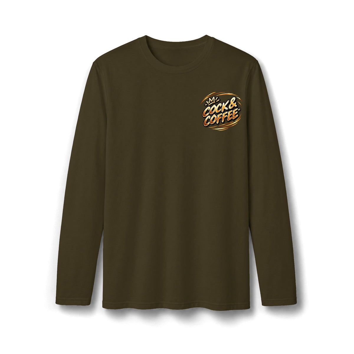 Coffee Lover Long Sleeve T-Shirt — "Love Cock and Coffee" Chest Graphic