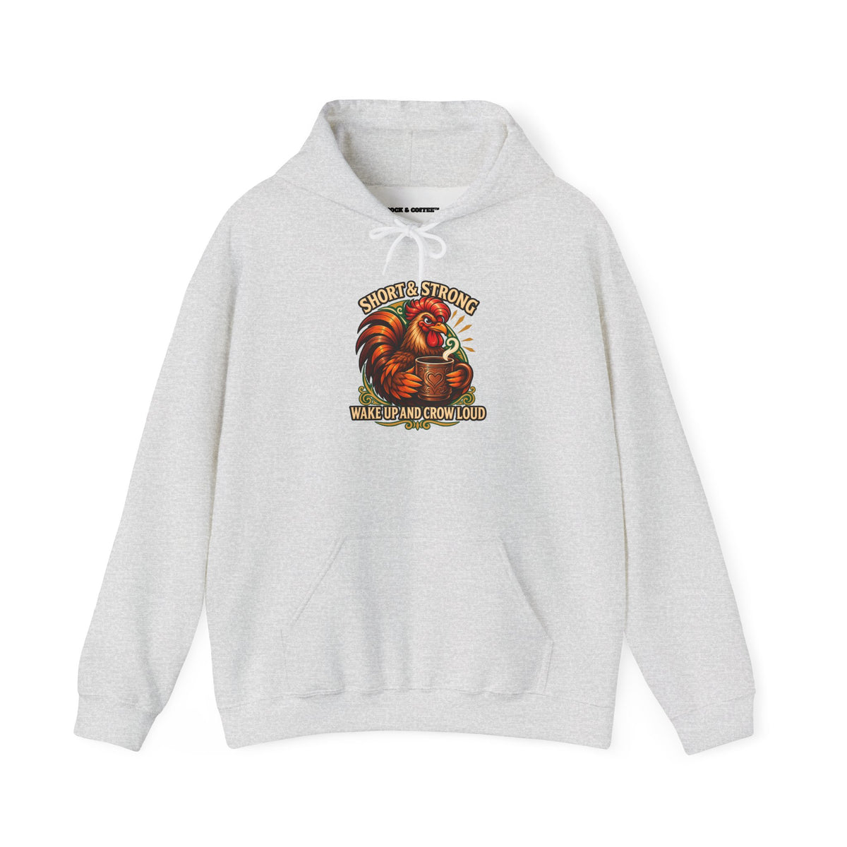 Rooster Strong Hoodie – Vintage Farm Rooster Coffee Design Short and Strong